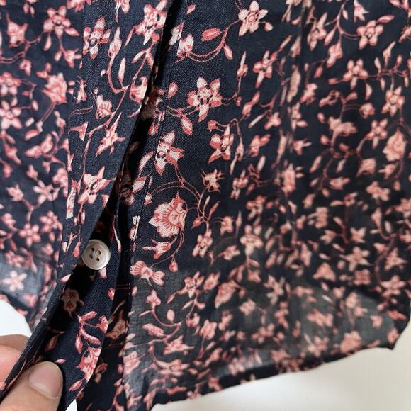 FRAME Anita Ditsy Floral Button Blouse Size XS Navy Dark Cottagecore Feminine - Picture 4 of 8